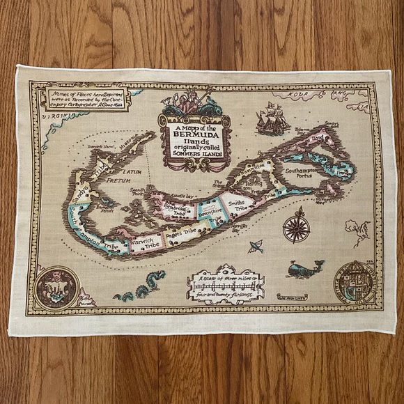 VTG Pure Irish Linen Bermuda Map - Picture 7 of 10